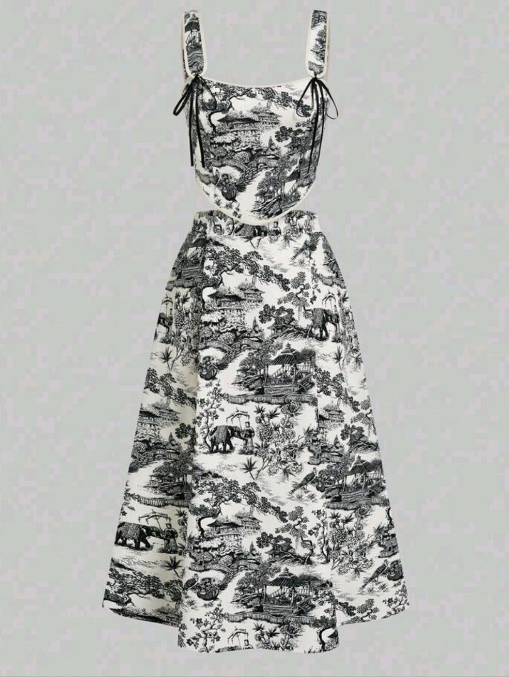 NWOT SHEIN Curve 1X Two Piece Toile Renaissance Two Piece Corset Top Skirt Set